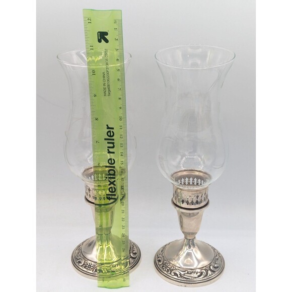 Towle Sterling Silver (weighted) 512 Candle Holders/Candlesticks with Globes - Picture 3 of 9